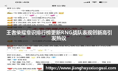 王者荣耀意识排行榜更新RNG战队表现创新高引发热议